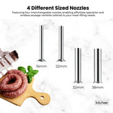 Kitchee 7L Manual Vertical Sausage Filler - Stainless Stuffer Meat Press Machine - Top-Down View