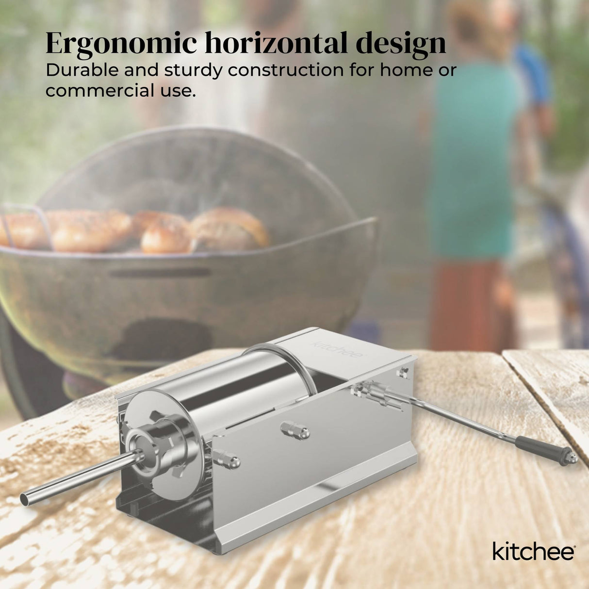 7L Stainless Steel Manual Sausage Stuffer - Horizontal Meat Filler Machine