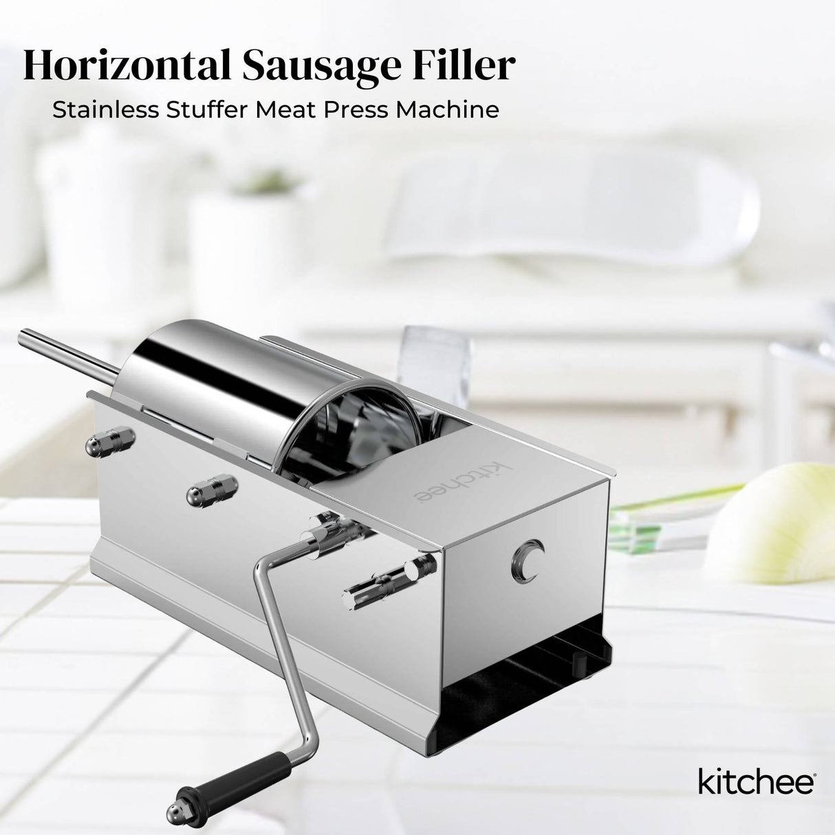 7L Stainless Steel Manual Sausage Stuffer - Horizontal Meat Filler Machine