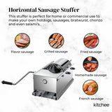 7L Stainless Steel Manual Sausage Stuffer - Horizontal Meat Filler Machine - 45-Degree Angle