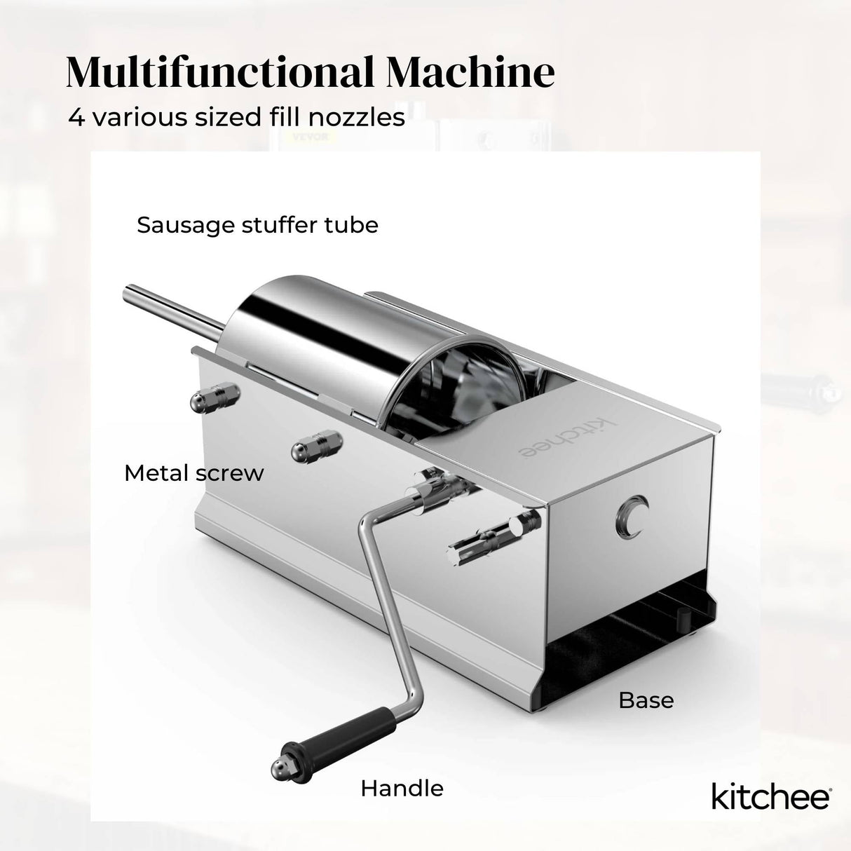 7L Stainless Steel Manual Sausage Stuffer - Horizontal Meat Filler Machine