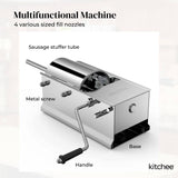 7L Stainless Steel Manual Sausage Stuffer - Horizontal Meat Filler Machine - Rear View