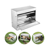 10kg Automatic Chook Chicken Feeder Poultry Auto Treadle Galvanised Metal Coop - Front View