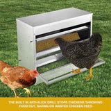 10kg Automatic Chook Chicken Feeder Poultry Auto Treadle Galvanised Metal Coop - Side View