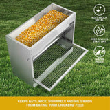 10kg Automatic Chook Chicken Feeder Poultry Auto Treadle Galvanised Metal Coop - Top-Down View