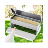 6.5L Automatic Chook Chicken Feeder Poultry Auto Treadle Galvanised Metal Coop - Close-Up Angle