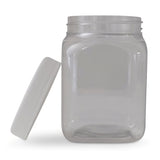 10x 250g Plastic Honey Jars + Lids - Square Clear Food Grade Packaging Containers - Front View