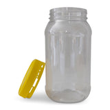 10x 1Kg Plastic Honey Jars + Lids - Round Clear Food Grade Packaging Containers - Side View