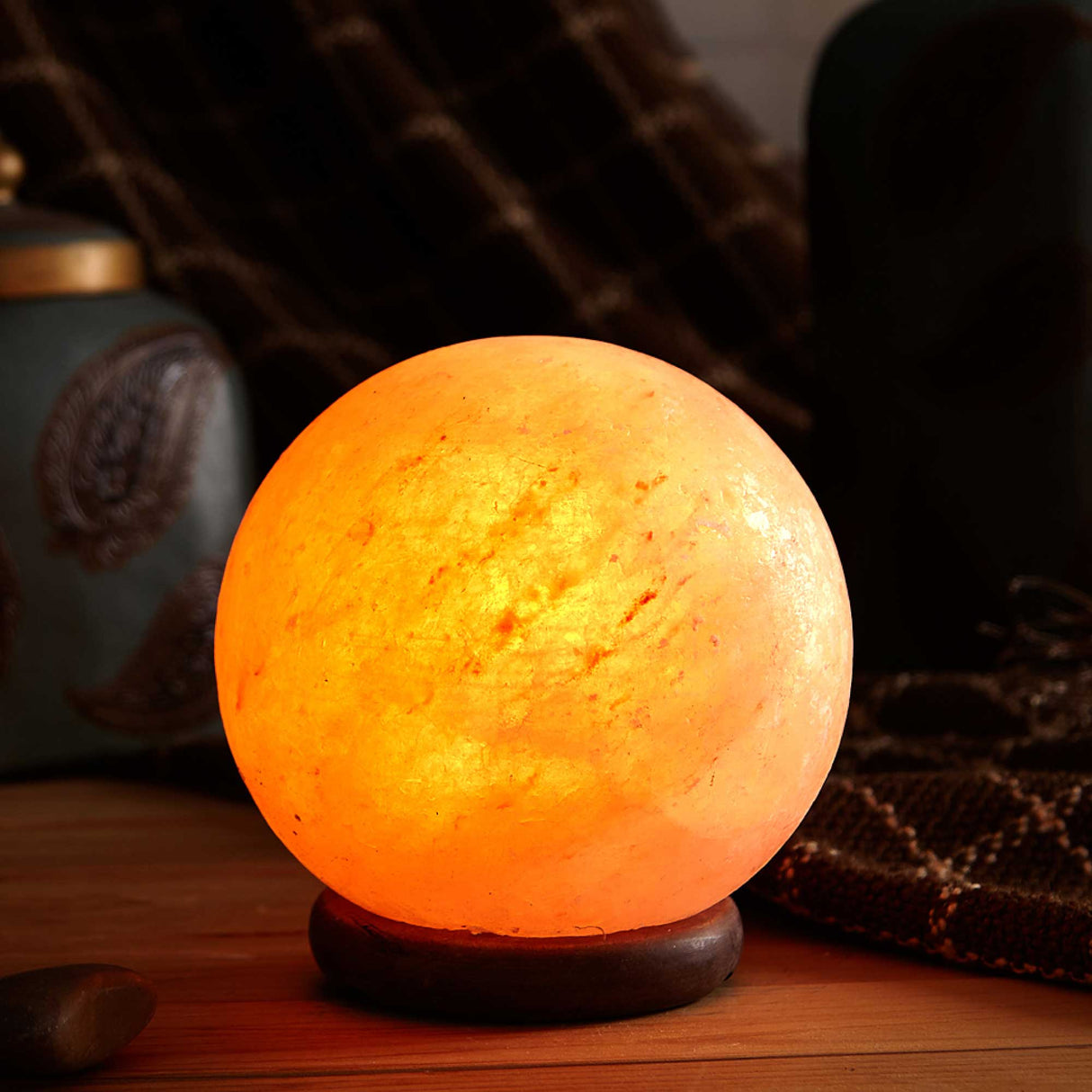 12V 12W 6.5 Ball Himalayan Pink Salt Lamp Carved Rock Crystal Light Bulb On/Off