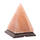 12V 12W Pyramid Himalayan Pink Salt Lamp Carved Rock Crystal Light Bulb On/Off - Front View
