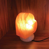 12V 12W Heart Himalayan Pink Salt Lamp Carved Rock Crystal Light Bulb On/Off Switch - Front View