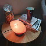 12V 12W Rugby Himalayan Pink Salt Lamp Carved Footy Rock Crystal Light Bulb On/Off - Top-Down View