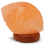 12V 12W Rugby Himalayan Pink Salt Lamp Carved Footy Rock Crystal Light Bulb On/Off - Front View