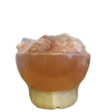 12V 12W Fire Bowl Himalayan Pink Salt Lamp Carved Rock Crystal Light Bulb On/Off - Close-Up Angle