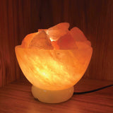 12V 12W Fire Bowl Himalayan Pink Salt Lamp Carved Rock Crystal Light Bulb On/Off - Close-Up Angle