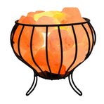 Himalayan pink salt lamp in iron basket, 12W bulb, 20 cm
