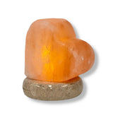 USB Himalayan Salt Lamp - Heart Love Carved Shape Pink Crystal Rock LED Light - Front View