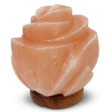 12V 12W Rose Himalayan Pink Salt Lamp Carved Flower Rock Crystal Light Bulb On/Off - Front View