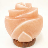 12V 12W Rose Himalayan Pink Salt Lamp Carved Flower Rock Crystal Light Bulb On/Off - Side View