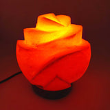 12V 12W Rose Himalayan Pink Salt Lamp Carved Flower Rock Crystal Light Bulb On/Off - 45-Degree Angle