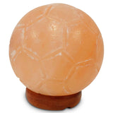 12V 12W Soccer Himalayan Pink Salt Lamp Carved Ball Rock Crystal Light Bulb On/Off - Front View