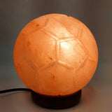 12V 12W Soccer Himalayan Pink Salt Lamp Carved Ball Rock Crystal Light Bulb On/Off - Close-Up Angle