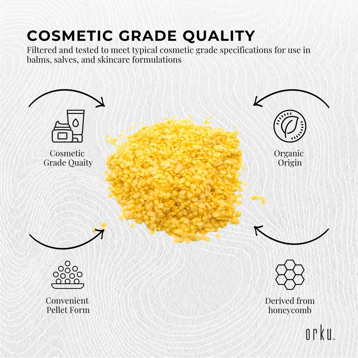 Orku 10Kg Organic Beeswax Pellets Yellow - Cosmetic Grade Bees Wax Pastilles Bulk