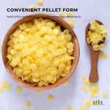 500g Orku Organic Beeswax Pellets Yellow Tub - Cosmetic Quality Pure Bees Wax - 45-Degree Angle