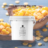 2.5Kg Orku Organic Beeswax Pellets Yellow Tub - Cosmetic Quality Pure Bees Wax - Top-Down View