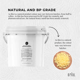 2.5Kg Orku Organic Beeswax Pellets Yellow Tub - Cosmetic Quality Pure Bees Wax - Close-Up Angle