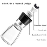 12x 150ml Glass Salt or Pepper Grinder 12cm - Adjustable Ceramic Core Short Mill - Side View