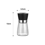 12x 150ml Glass Salt or Pepper Grinder 12cm - Adjustable Ceramic Core Short Mill - Rear View