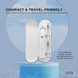 Sonic Electric Toothbrush White - Waterproof USB Charging 5 Modes 2 Heads + Case - Top-Down View