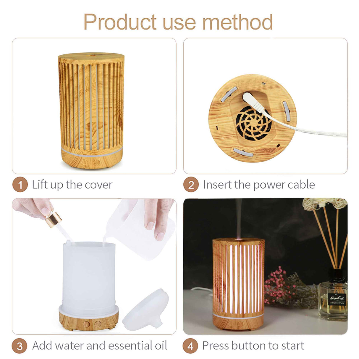 Remote Control Essential Oil Diffuser - 200ml Ultrasonic Aromatherapy Humidifier with Color-Changing Light
