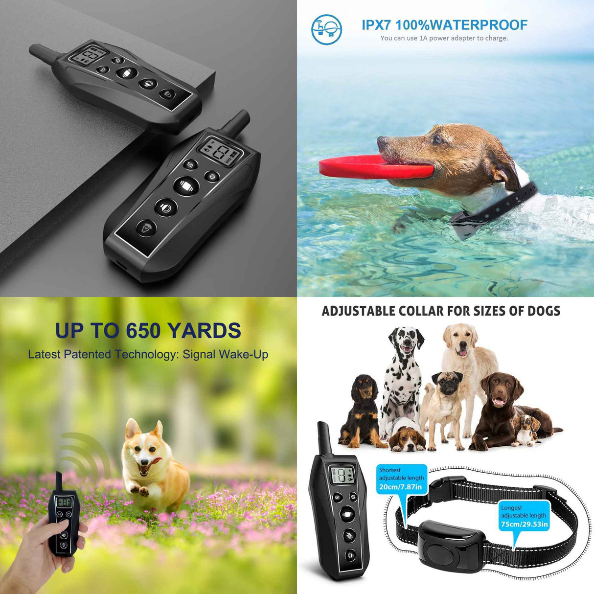 Remote Dog Training Collar - 600m Range, Vibration & IPX7 Waterproof with Rechargeable Battery