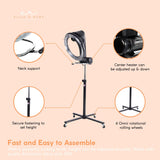 Standing Hair Dryer Accelerator Colour 360 Rotating Halo Rolling Salon Equipment - 45-Degree Angle