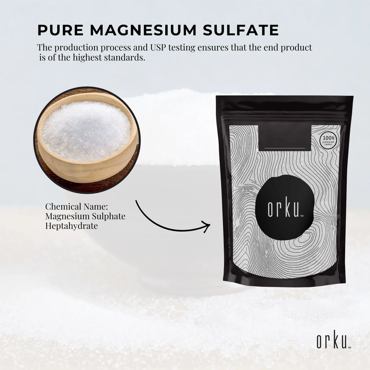 Orku 400g USP Epsom Salt Crystals - Magnesium Sulphate Bath Garden Household Use