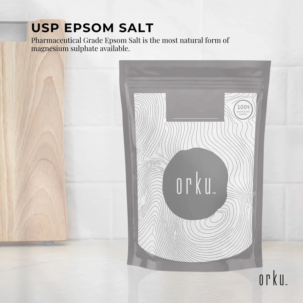 Orku 2Kg USP Epsom Salt Crystals - Magnesium Sulphate Bath Garden Household Use