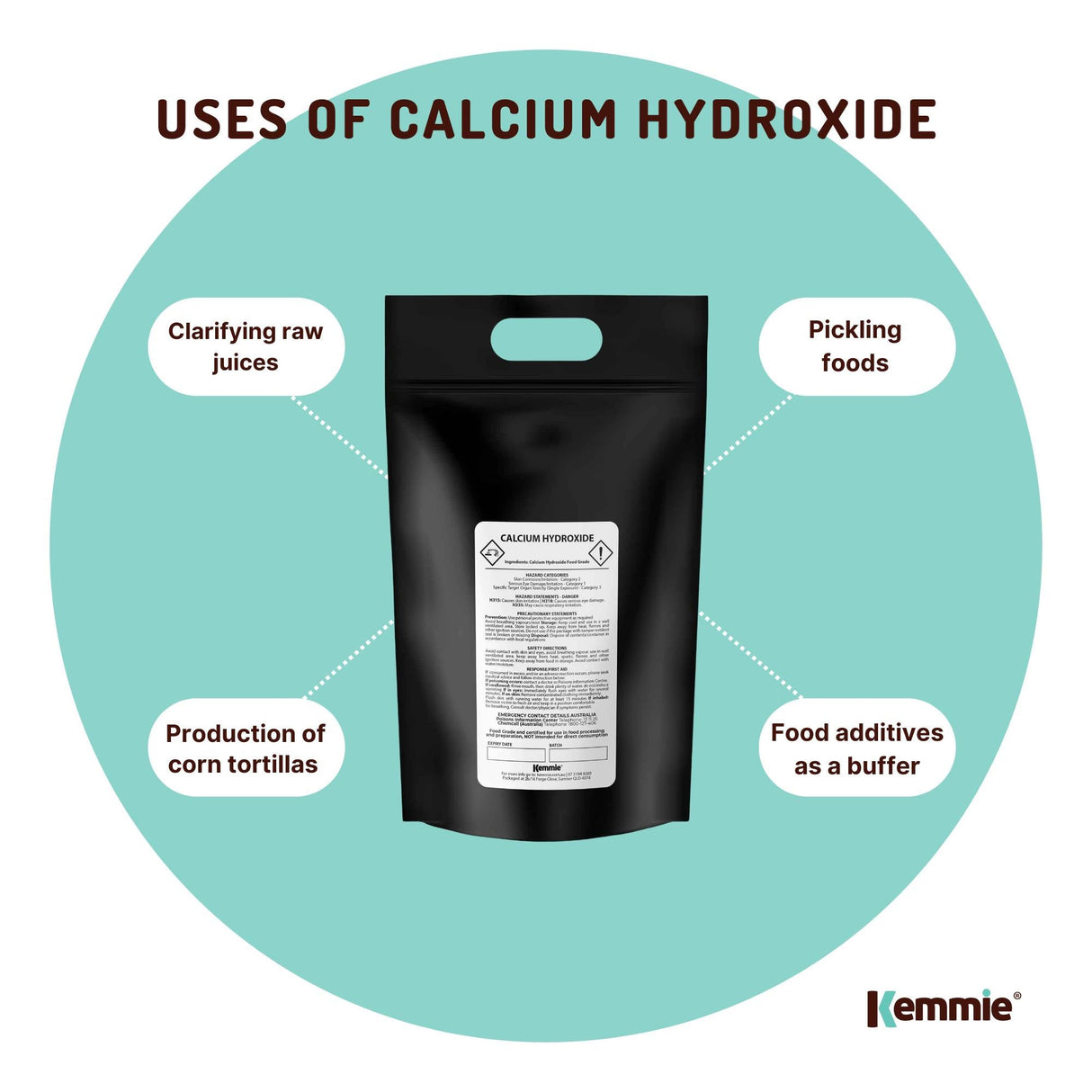 5Kg Food-Grade Hydrated Lime Powder - FCC Certified Calcium Hydroxide for Pickling and Food Preparation