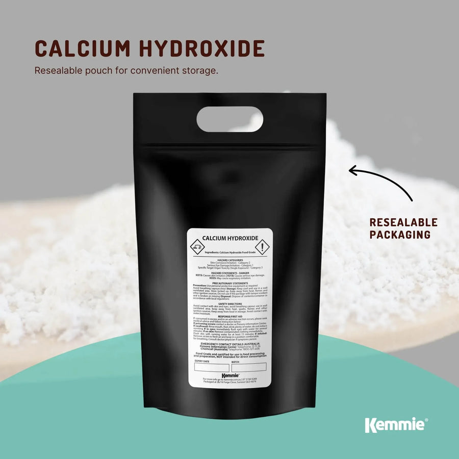 Kemmie Bulk 20Kg Calcium Hydroxide Powder - Food Grade Pickling Lime FCC