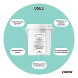 Kemmie 600g Calcium Hydroxide Powder Tub - Food Grade Pickling Lime FCC - Rear View