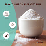 600g Food Grade Calcium Hydroxide Powder Tub FCC Hydrated Slaked Pickling Lime - Side View