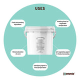 Kemmie 2.5kg Calcium Hydroxide Powder Tub - Food Grade Pickling Lime FCC - Rear View
