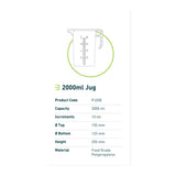 2L Measuring Jug Heavy Duty Clear Plastic Propylene Food Grade BPA 5 Pro-Jug - Side View