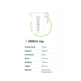 3L Measuring Jug Heavy Duty Clear Plastic Propylene Food Grade BPA 5 Pro-Jug - Side View