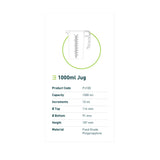 1L Measuring Jug Heavy Duty Clear Plastic Propylene Food Grade BPA 5 Pro-Jug - Side View