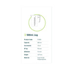 20x 500ml Measuring Jug Strong Clear Plastic Propylene BPA 5 Food Grade Pro-Jug