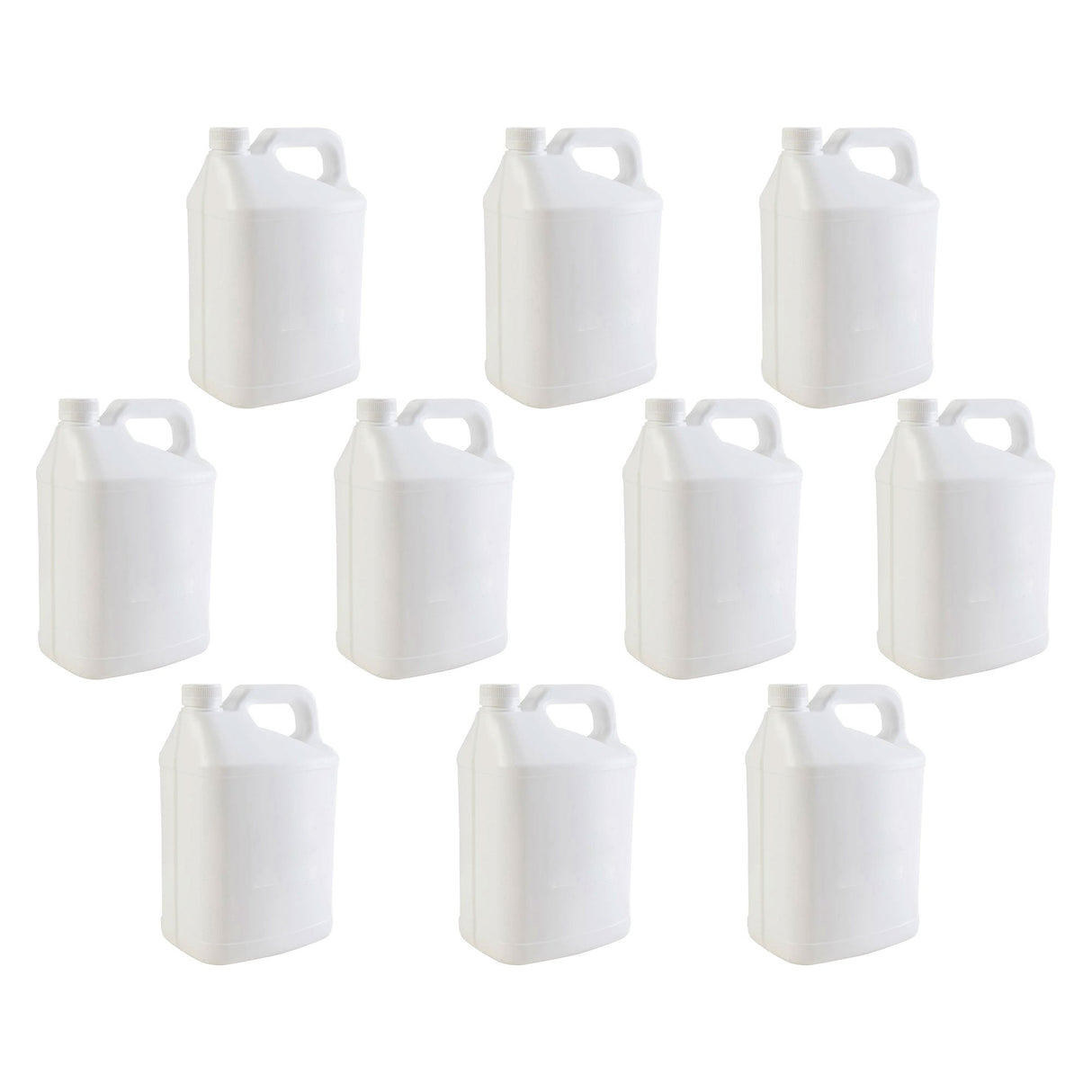 Set of 10 Heavy Duty 5L White HDPE Jerry Cans with Tamper Evident Caps for Hazardous Material Storage
