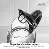 Kitchee 1.7L Glass Electric Kettle LED Light Cordless 360 Water Boiling Jug - Side View