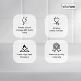 Kitchee 1.7L Glass Electric Kettle LED Light Cordless 360 Water Boiling Jug - Low Angle